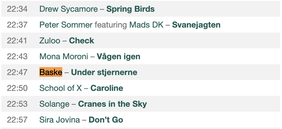 Baske - Under Stjernerne - DR - Emilie Lindhardsen - Aske Nygaard Bramming - Sebastian Woll - Warner Music - P3 med Marie Hobitz - Crunch - Oliver Cilwik - Anders Schumann - Lauritz Emil Christiansen